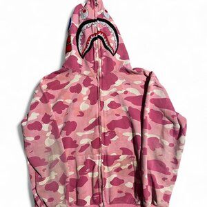 Rare OG 2003 BAPE Shark Full Zip Hoodie in Pink Camo - Men's Medium